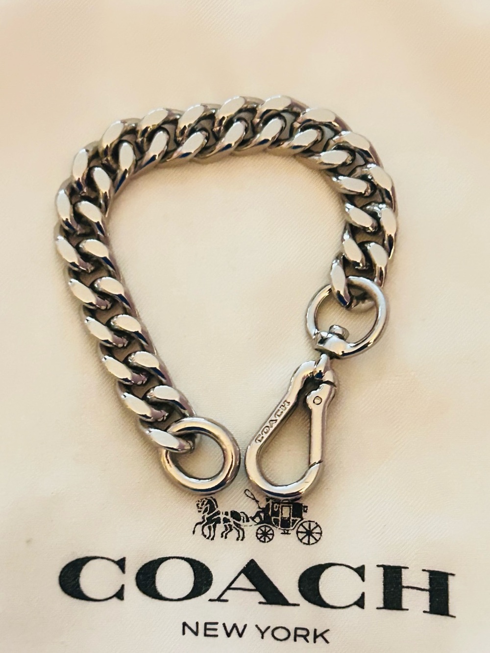 RARE Coach Signature Small Silver Tone Chain Keychain/ Bag Charm - Picture 10 of 13